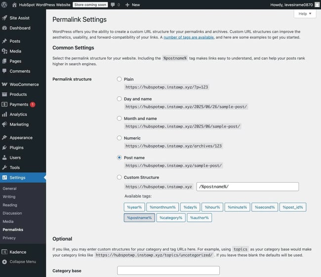 how to change wordpress permalink structure.